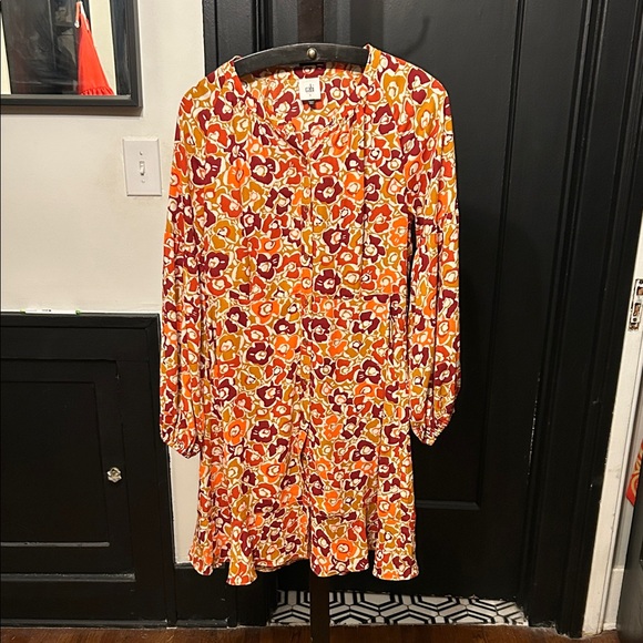 CAbi Dresses & Skirts - CAbi Floral Midi Dress - Red, Orange, Yellow
